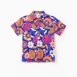 NWT Family Matching Hawaiian Outfits Tropical Floral Print Short-sleeve Shirts